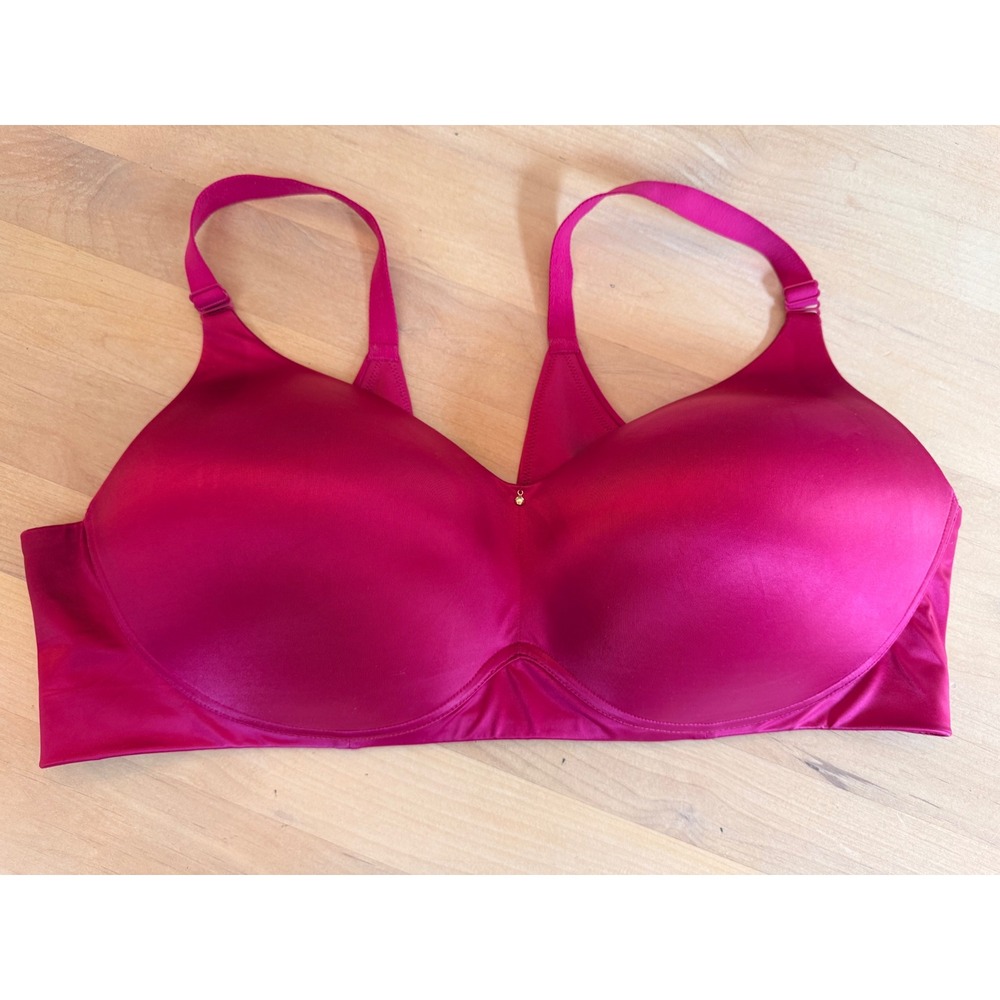 Cacique Magenta Pink Wireless Satin Molded Cup Bra 46DD Full Coverage U-Back